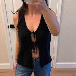 Abercrombie & Fitch Black Knit Tie Tank Top